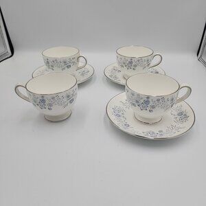 Set Of 3 Plus 1 Cup Wedgwood Bone China BELLE FLEUR Cup & Saucer Sets Vintage
